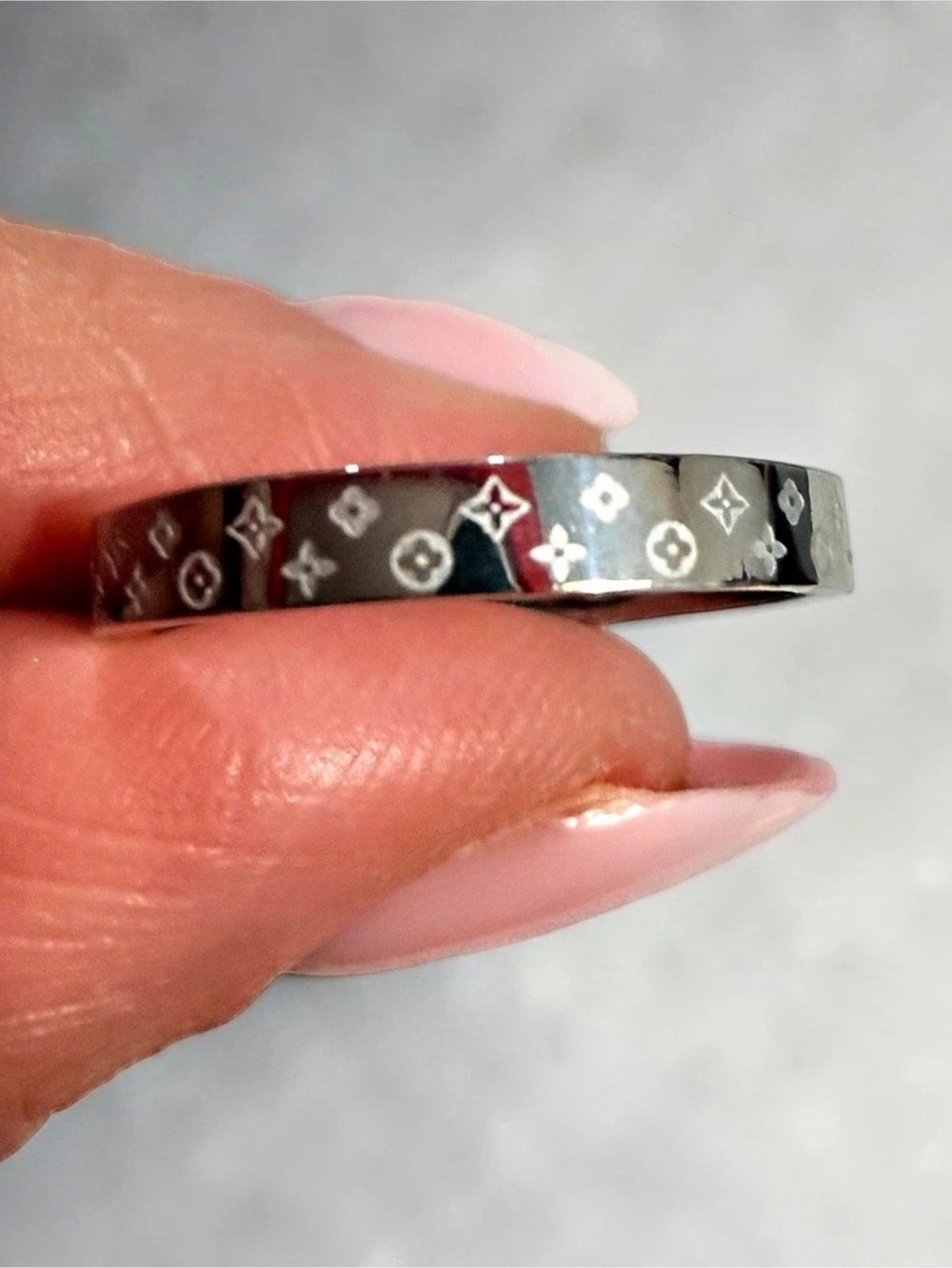 Stainless Steel Fashion Nanogram Ring Silver Size 7